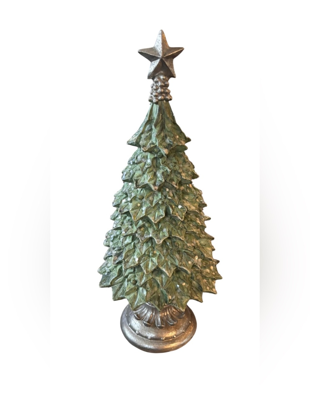RAZ Tabletop Resin Christmas Tree W/Star Sparkle Pedestal Base 14” Collectible